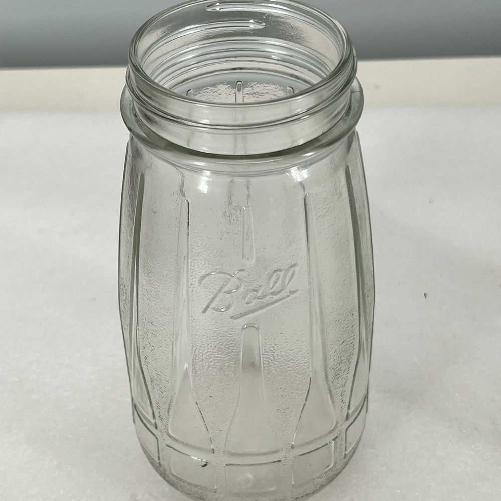 Vintage Ball Clear Glass Leaves Design Canning Mason Jar 1970's